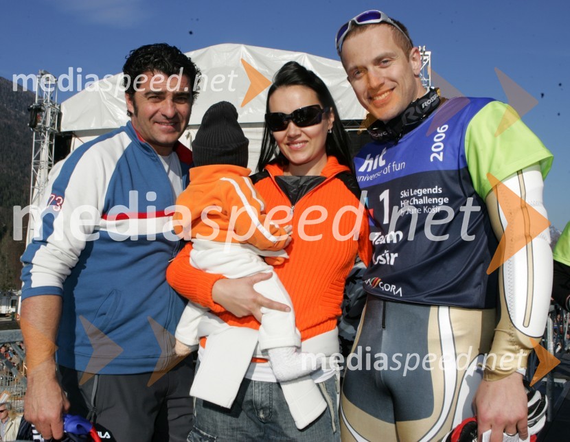 Alberto Tomba, nekdanji italijanski smučar  in Jure Košir z ženo Alenko in hčerko AnikoJure Košir, poslovilna tekma