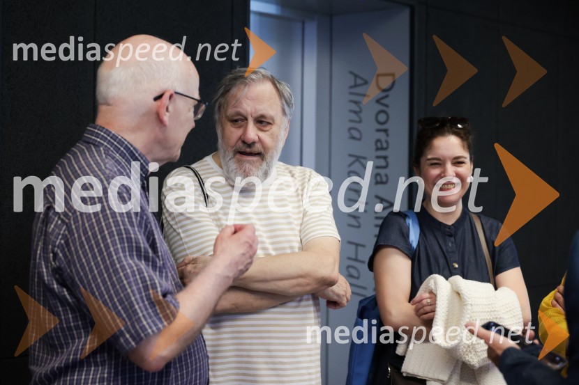 Dr. Mladen Dolar, filozof; dr. Slavoj Žižek, filozof;  ... Slavoj Žižek, predstavitev nove knjige Kdo si ti?