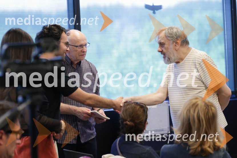 Dr. Mladen Dolar, filozof; dr. Slavoj Žižek, filozofSlavoj Žižek, predstavitev nove knjige Kdo si ti?