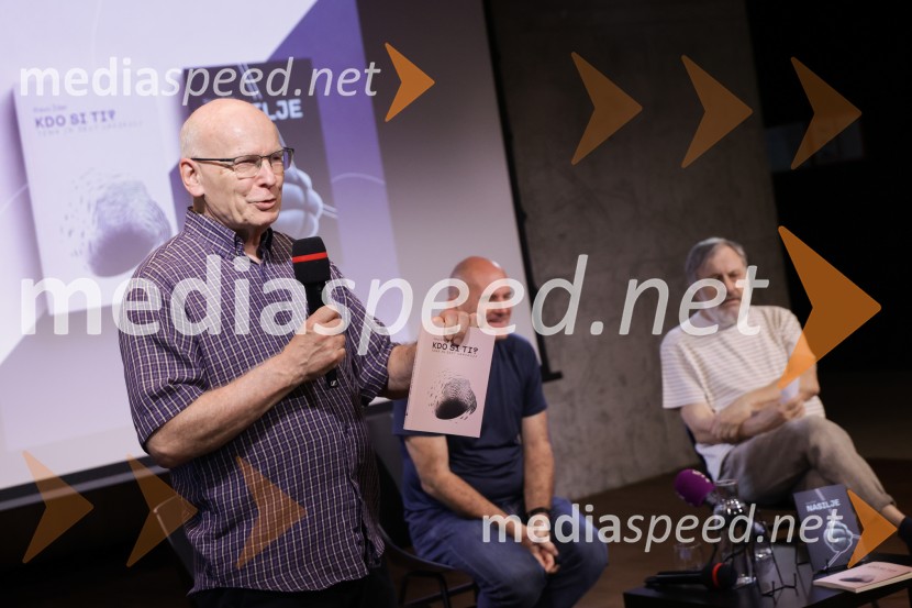 Dr. Mladen Dolar, filozof; dr. Peter  Klepec, filozof, raziskovalec na Filozofskem inštitutu ZRC; dr. Slavoj Žižek, filozofSlavoj Žižek, predstavitev nove knjige Kdo si ti?