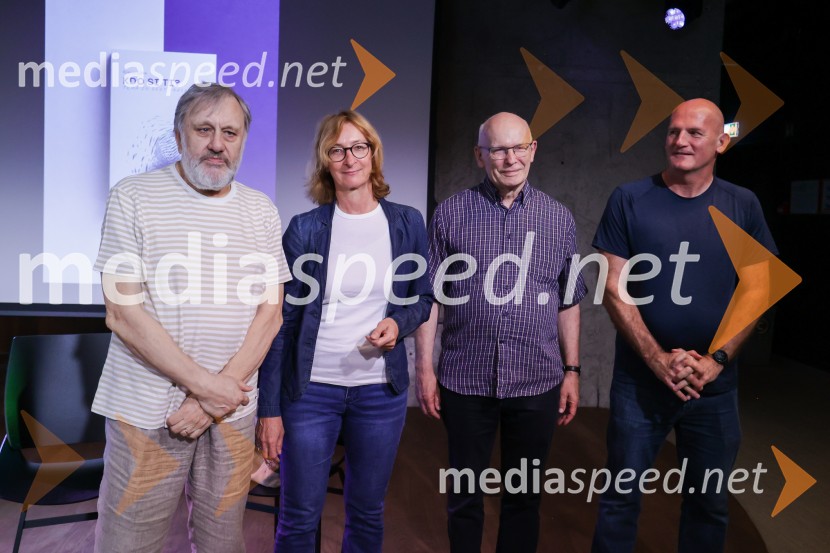 dr. Slavoj Žižek, filozof;  Alenka Zupančič, filozofinja; Dr. Mladen Dolar, filozof; dr. Peter  Klepec, filozof, raziskovalec na Filozofskem inštitutu ZRCSlavoj Žižek, predstavitev nove knjige Kdo si ti?