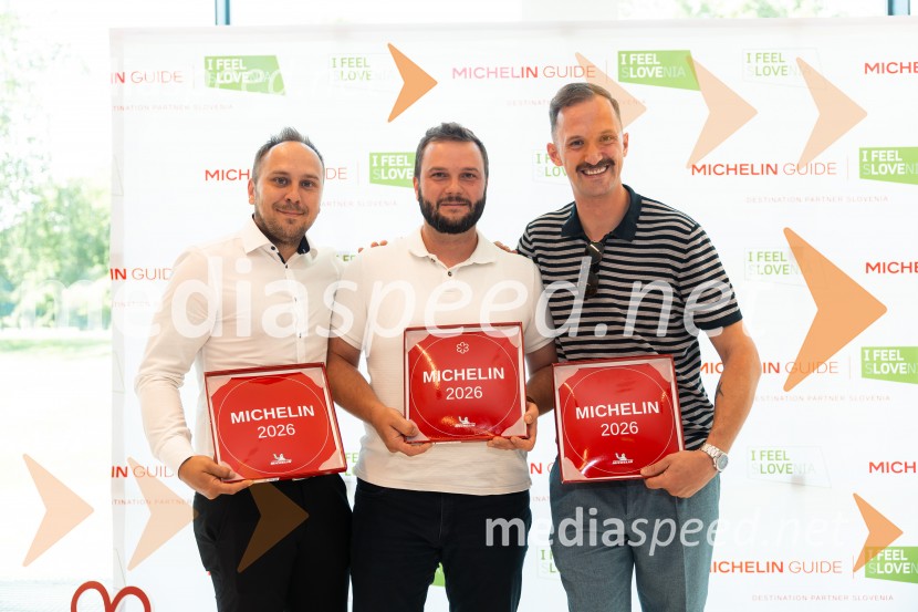  Sebastjan Plevčak, kuhar;  ... ;  ... Podelitev priznanj Michelin Guide Slovenija 2026