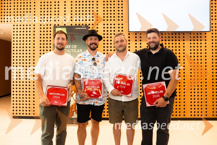  ... ;  ... ;  ... ;  Luka Košir, gostišče GričPodelitev priznanj Michelin Guide Slovenija 2026