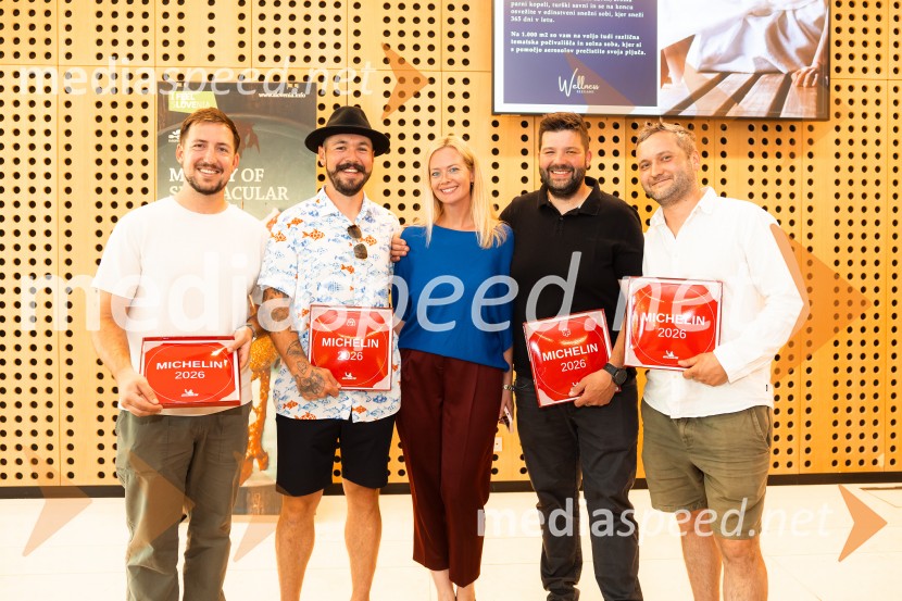  ... ;  ... ;  Ana Savšek;  Luka Košir, gostišče Grič;  ... Podelitev priznanj Michelin Guide Slovenija 2026