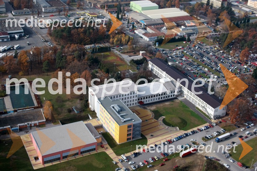 Srednješolski center Maribor Tezno, Poslovno obrtna cona TAM Maribor, Tezno, kopališče TAMSlovenija iz zraka