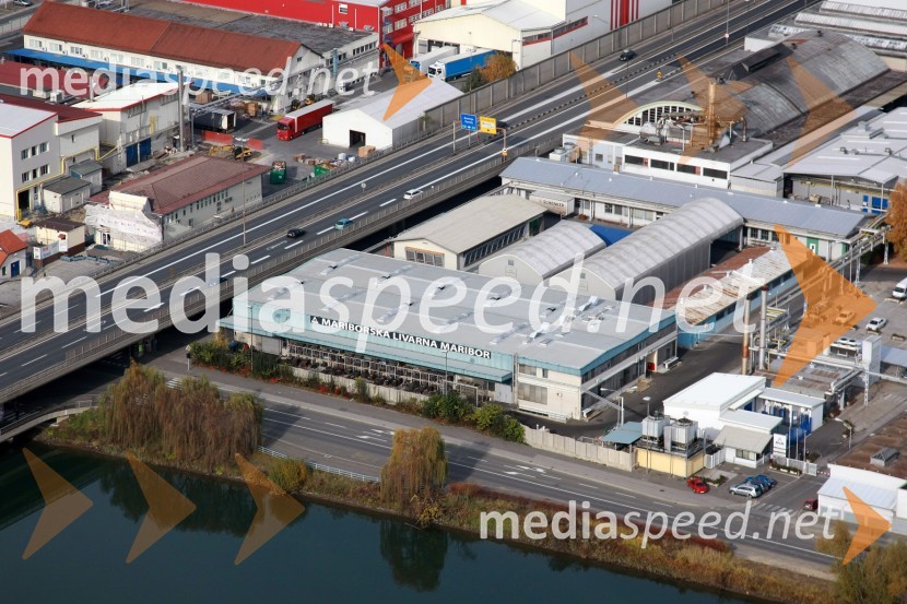 Mariborska livarna Maribor, industrijska cona Melje, MariborSlovenija iz zraka