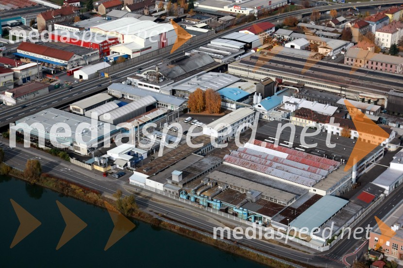 Mariborska livarna Maribor, industrijska cona Melje, MariborSlovenija iz zraka