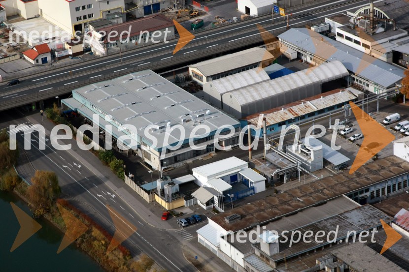 Mariborska livarna Maribor, industrijska cona Melje, MariborSlovenija iz zraka