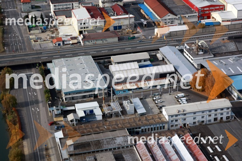 Mariborska livarna Maribor, industrijska cona Melje, MariborSlovenija iz zraka