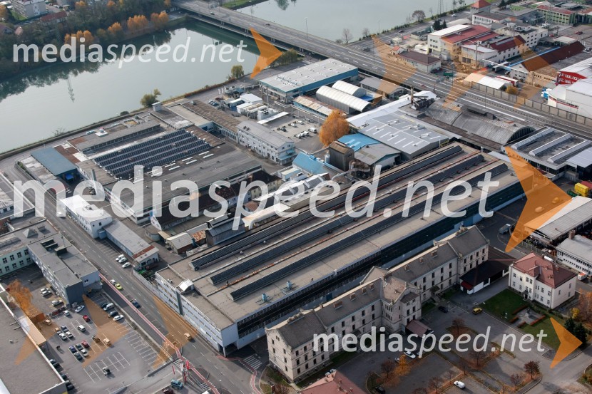 Mariborska livarna Maribor, industrijska cona Melje, MariborSlovenija iz zraka