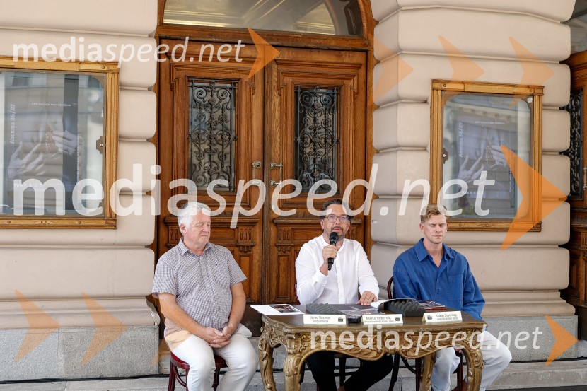 Janez Rozman, SNG Opera in balet Ljubljana;  Marko  Hribernik, direktor SNG Opera in balet Ljubljana;  Lukas Zuschlag, umetniški direktor ljubljanskega baletaRazgrnitev repertoarja nove gledališke sezone 2026/2027, Opera balet Ljubljana