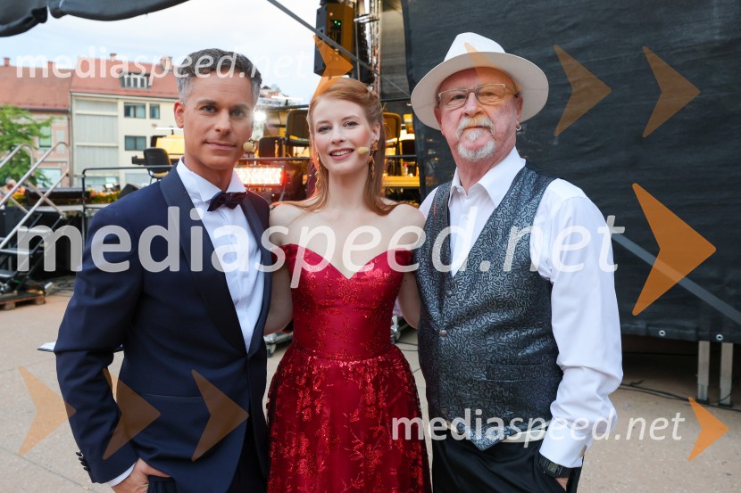  Andrej Geržina, TV voditelj;  Klara Eva Kukovičič;  Tomaž Domicelj, glasbenikVečer slovenske popevke, 18. Festival Arsana