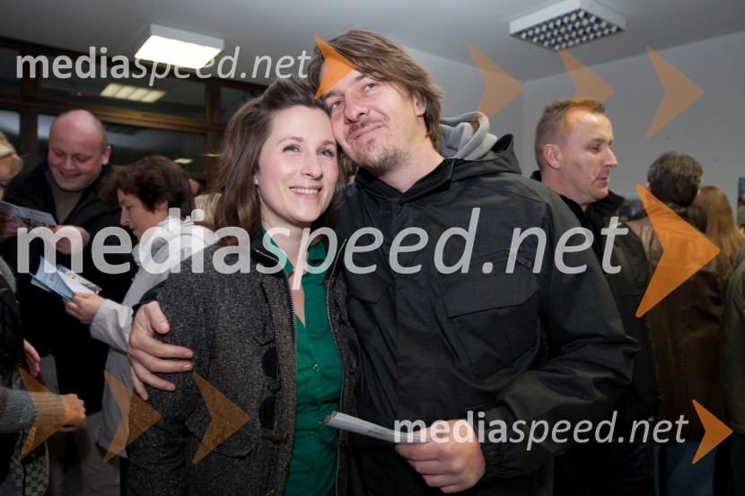 Jelena Despič in Damir Leventič, scenograf in igralecOptimist, premiera