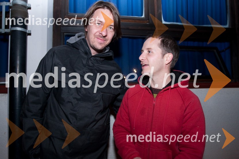 Damir Leventič, scenograf in igralec in Miha Brajnik, igralecOptimist, premiera