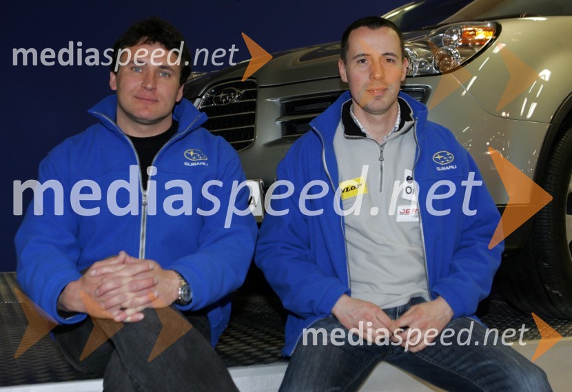 Zmagovalna rally posadka v državnem prvenstvu 2005: sovoznik Miran Kacin in voznik Andrej Jereb23. avtomobilski salon Slovenije, Celje