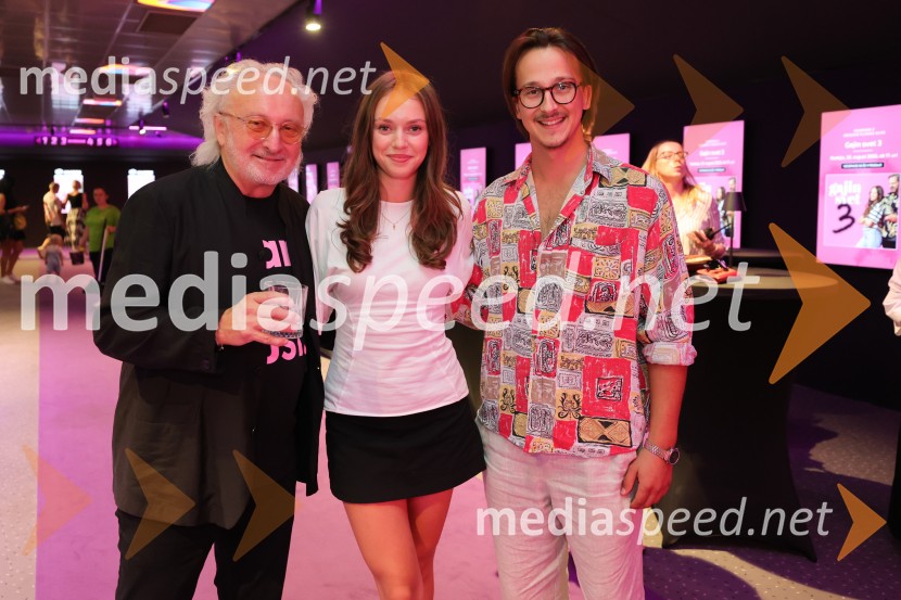  Peter Bratuša, režiser in direktor Felina Films;  Uma Štader, igralka;  Maj Deu MarinšekGajin svet 3, premiera, Maribox