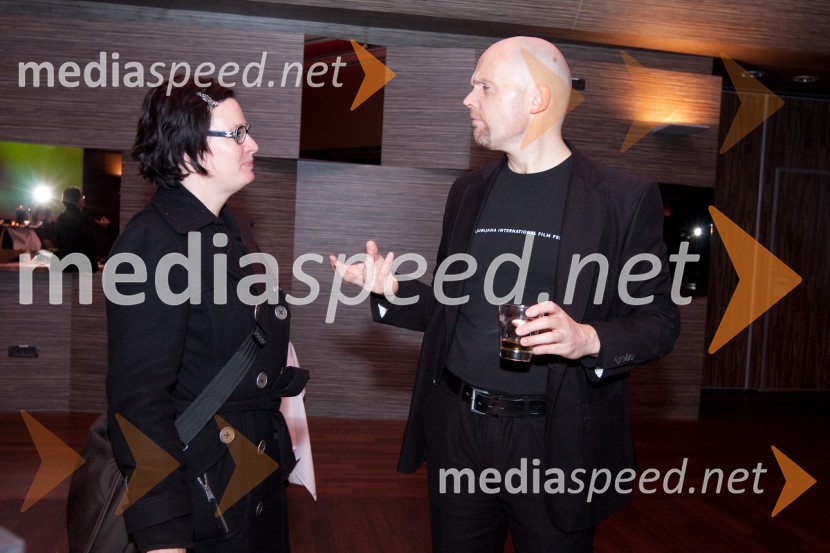 Dana Linssen, članica žirije in Simon Popek, programski direktor festivala Liffe20. ljubljanski mednarodni filmski festival LIFFe, podelitev nagrad