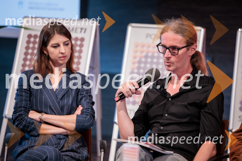  Katarina Hergouth, vodja razstavnega programa, Cankarjev dom;  Andrej Jaklič, vodja gledališkega in sodobnoplesnega programa CDPredstavitev nove sezone, Cankarjev dom