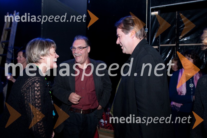 Marijana Jaklič Klanšek, pomočnica direktorice, Boris Kobal, igralec in Jožef Ropoša, igralecMali zakonski zločini, premiera drame v MGL