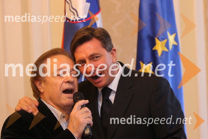 Alfi Nipič, pevec in Borut Pahor, predsednik vlade Republike SlovenijeSlavko Avsenik, 80 let, sprejem pri Borutu Pahorju