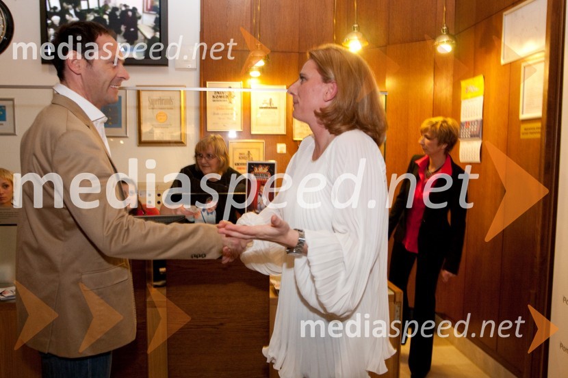 Jože Potrebuješ, član skupine Čuki in Urška Alič Flajnik, direktorica Špas TeatraMesar za vse večne čase, premiera