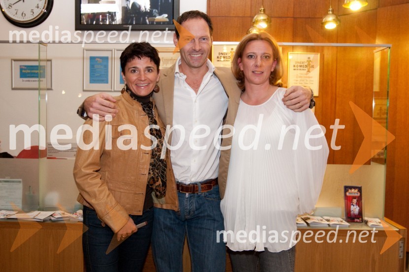 Jože Potrebuješ, član skupine Čuki s soprogo Andrejo in Urška Alič Flajnik, direktorica Špas TeatraMesar za vse večne čase, premiera