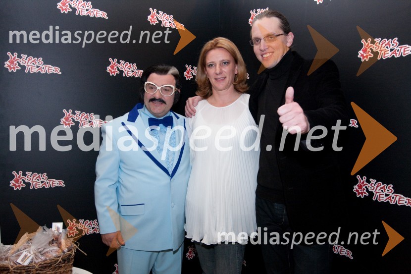 	Bojan Emeršič-Zmago Batina, igralec, Urška Alič Flajnik, direktorica Špas Teatra in Marko Naberšnik, režiserMesar za vse večne čase, premiera