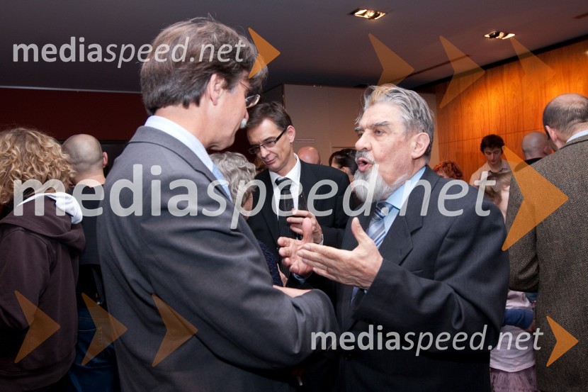 Jožko Čuk, v.d. direktorja Slovenskega narodnega gledališča (SNG) Nova Gorica in Ciril Zlobec, literatPomladno prebujenje, premiera mjuzikla v MGL