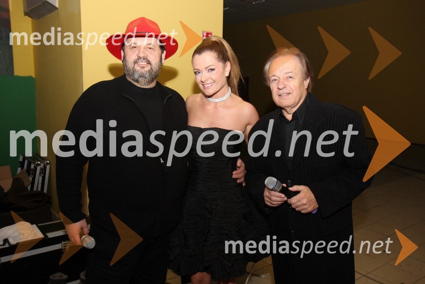 Korado, pevec, Minea, hrvaška pevka in Alfi Nipič, pevecTV Pika, snemanje novoletne oddaje