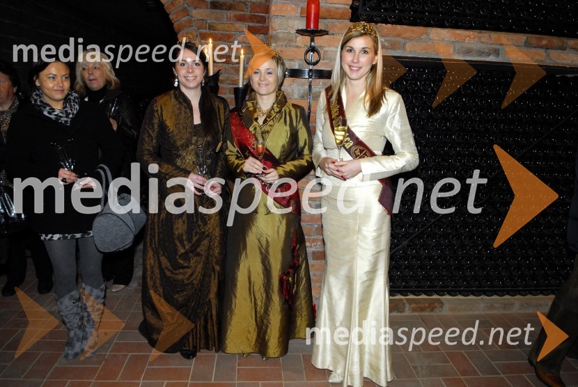 Martina Rebula, kraljica Terana, Anja Jamšek, mariborska vinska kraljica za obdobje 2008-2010, Mateja Praprotnik, Kogovska vinska kraljica in Janja Korošec, vinska kraljica Društva vinogradnikov Radgonsko – Kapelskih goricZaživela Hiša penin Frangež