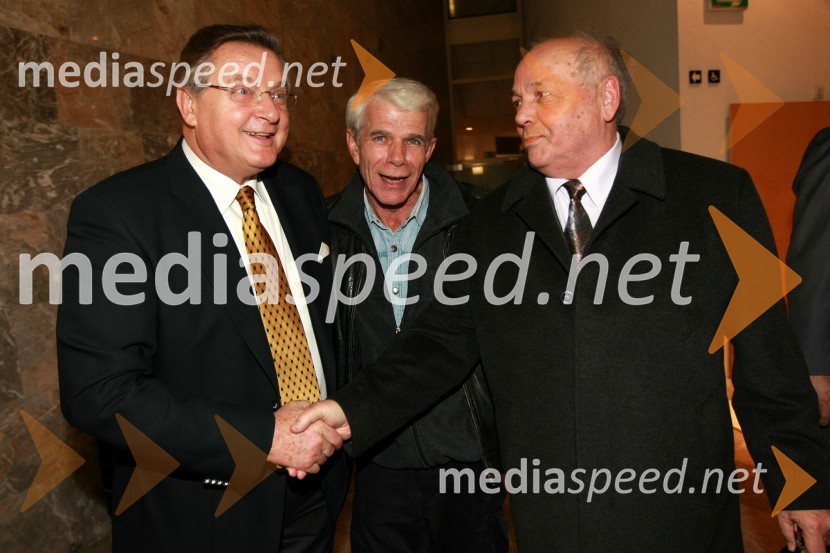 Dušan Mlakar, režiser, Ivo Barišič, igralec in Sergij Pelhan, nekdanji kulturni ministerKaj je resnica, premiera predstave v SNG Nova Gorica