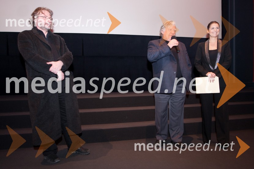 	Vinko Möderndorfer, režiser in scenarist, Tone Partljič, pisatelj, scenarist in Bernarda Žarn, povezovalka programaKandidatka in šofer, premiera filma