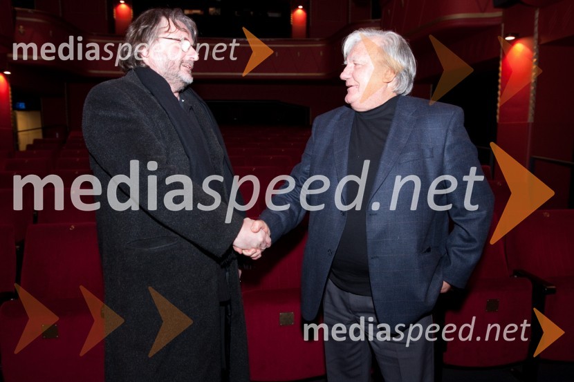 Vinko Möderndorfer, režiser in scenarist in Tone Partljič, pisatelj, scenaristKandidatka in šofer, premiera filma