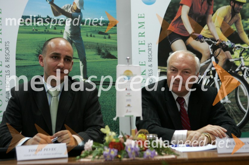 Tomaž Pevec, direktor za marketing, Terme 3000 d.d. in Dušan Bencik, glavni direktor Terme 3000 d.d., Moravske ToplicePredstavitev Hotel Livada Prestige - 5 zvezdic, Terme 3000