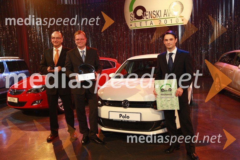 Heinz Slesak, generalni direktor Porsche Slovenija, Marko Škriba, vodja znamke Volkswagen v Sloveniji in Danilo Ferjančič, generalni direktor Porsche SlovenijaSlovenski avto leta 2010