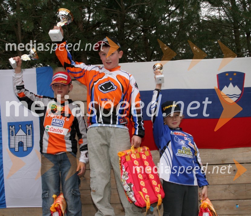 Podmladek do 65 ccm: Miran Kovačič (AMD Trebnje), Rok Majerič (MK Slovenj Gradec) in Nik Škorja (AMD Feroda)MOTOKROS, 2. dirka za DP, Slovenj Gradec