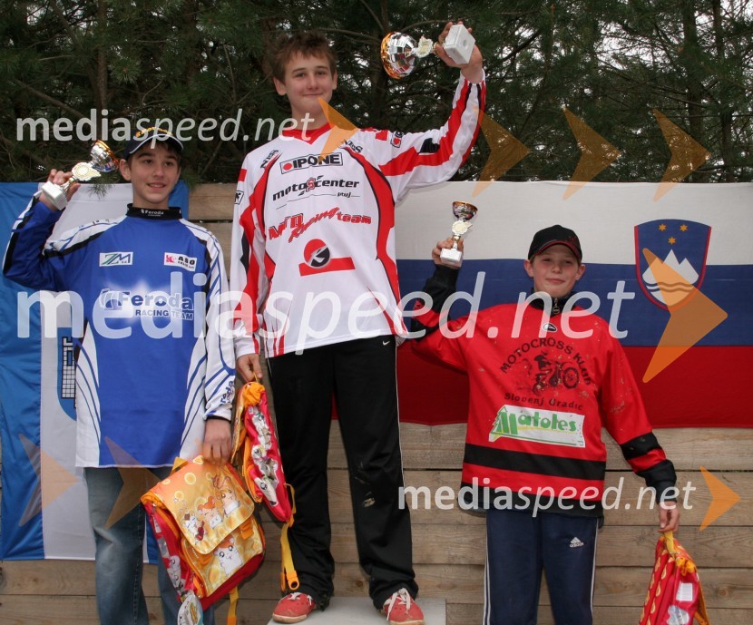 Člani do 80 ccm: Aljoša Molnar (AMD Feroda), Peter Tadič (MTD racing) in Jan Koren (MK Slovenj Gradec)MOTOKROS, 2. dirka za DP, Slovenj Gradec