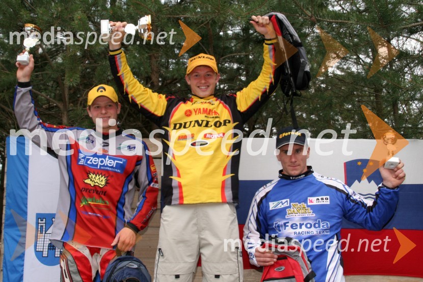 Člani do 125 ccm: Toni Mulec (MK Slovenj Gradec), Klemen Gerčar (AMD Sitar Dunlop) in Aleksander Žafran (AMD Feroda)MOTOKROS, 2. dirka za DP, Slovenj Gradec