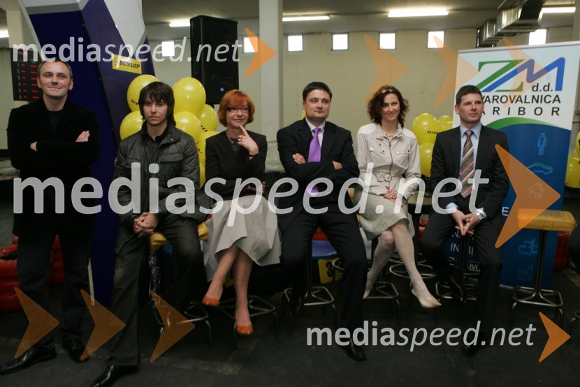 Tomaž Natlačen, PR obrat, Dražen Štaler, režiser, Irena Kocjan, direktorica marketinga Sava Tyres, Tomaž Triler, Toyota, mag. Natalija Postružnik - predsednica PRSS (Slovensko društvo za odnose z javnostmi) in direktorica službe za odnose z javnostmi pri Zavarovalnici Maribor in Tomaž Pavlic, direktor marketinga OMVDirka!, predstavitev reality show
