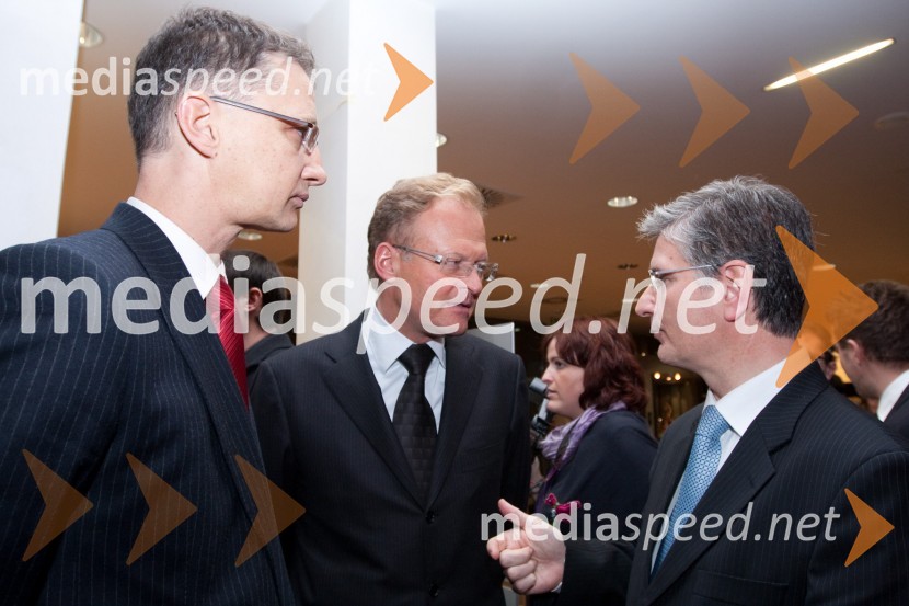 Igor Lukšič, minister za šolstvo in šport, Janez Škrabec, direktor podjetja Riko d.o.o. in Franjo Bobinac, predsednik uprave Gorenje d.d.Združenje Manager, januarsko srečanje in podelitev priznanja za življenjsko delo na področju managementa