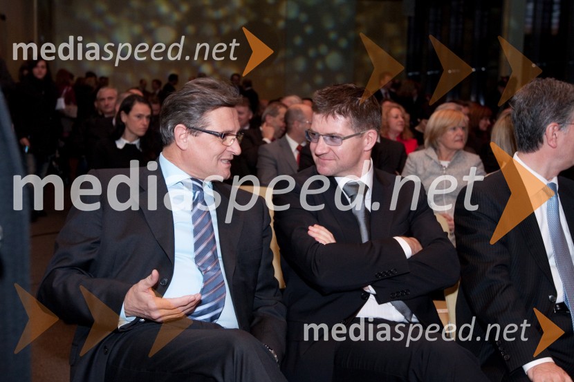 Zdenko Pavček, predsednik GZS in predsednik uprave družbe Skupina Viator & Vektor d.d. in Dejan Turk, predsednik uprave SimobilZdruženje Manager, januarsko srečanje in podelitev priznanja za življenjsko delo na področju managementa