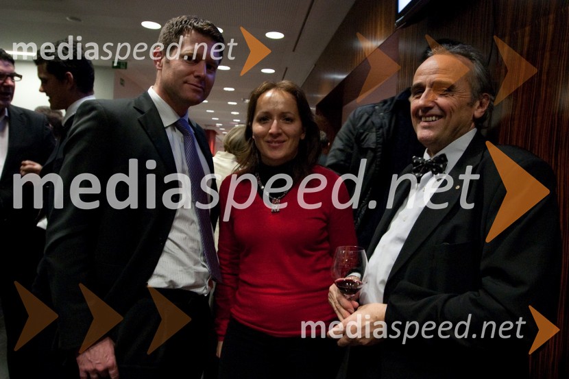 Janez Škrubej, Barbara Guzina in Tomaž Bole, skladateljZdruženje Manager, januarsko srečanje in podelitev priznanja za življenjsko delo na področju managementa