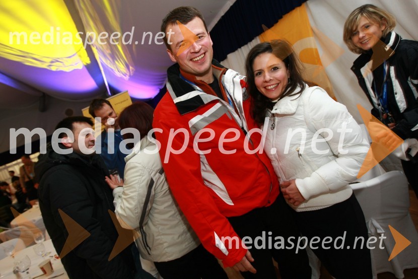 Boštjan Vidovič in žena mag. Maja Tomanič Vidovič, Javni sklad RS za podjetništvo, direktorica46. Zlata lisica, druženje na Snežnem stadionu in VIP šotoru