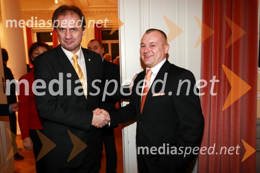 Ivan Simič, predsednik Nogometne zveze Slovenije in Franc Kangler, župan Maribora46. Zlata lisica, sprejem župana Maribora v Narodnem domu