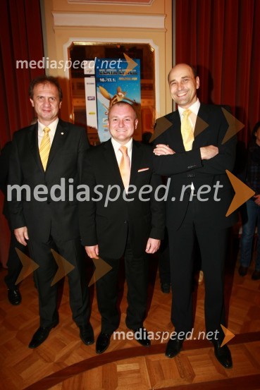 Ivan Simič, predsednik Nogometne zveze Slovenije, Franc Kangler, župan Maribora in Matjaž Kovačič, predsednik uprave Nova KBM d.d.46. Zlata lisica, sprejem župana Maribora v Narodnem domu