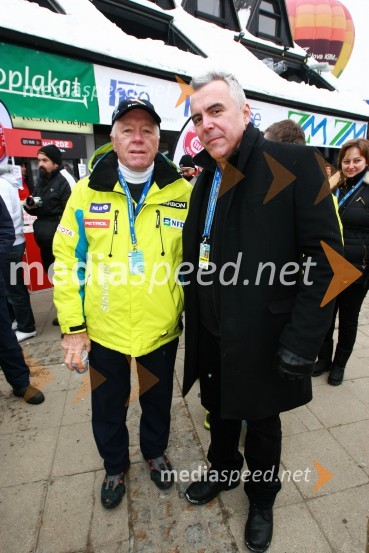 Tone Vogrinec, nekdanji direktor alpskih smučarskih disciplin in direktor smučarskega sklada ter Zoran Predin, pevec46. Zlata lisica, druženje na Snežnem stadionu in VIP šotoru