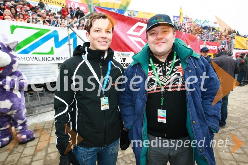 Evgen Likl, izvršilni direktor sektorja marketing na Zavarovalnici Maribor d.d. in mag. Božo Emeršič, predsednik uprave Grawe Zavarovalnice d.d.46. Zlata lisica, druženje na Snežnem stadionu in VIP šotoru