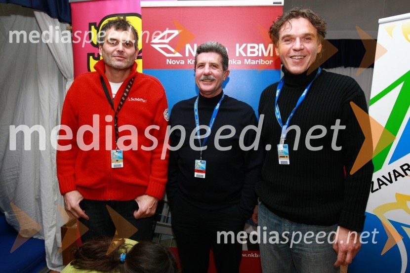 Marko Planinšec, član uprave Zavarovalnice Maribor, Drago Cotar, predsednik uprave Zavarovalnice Maribor in David Kastelic, član uprave Zavarovalnice Maribor46. Zlata lisica, druženje na Snežnem stadionu in VIP šotoru