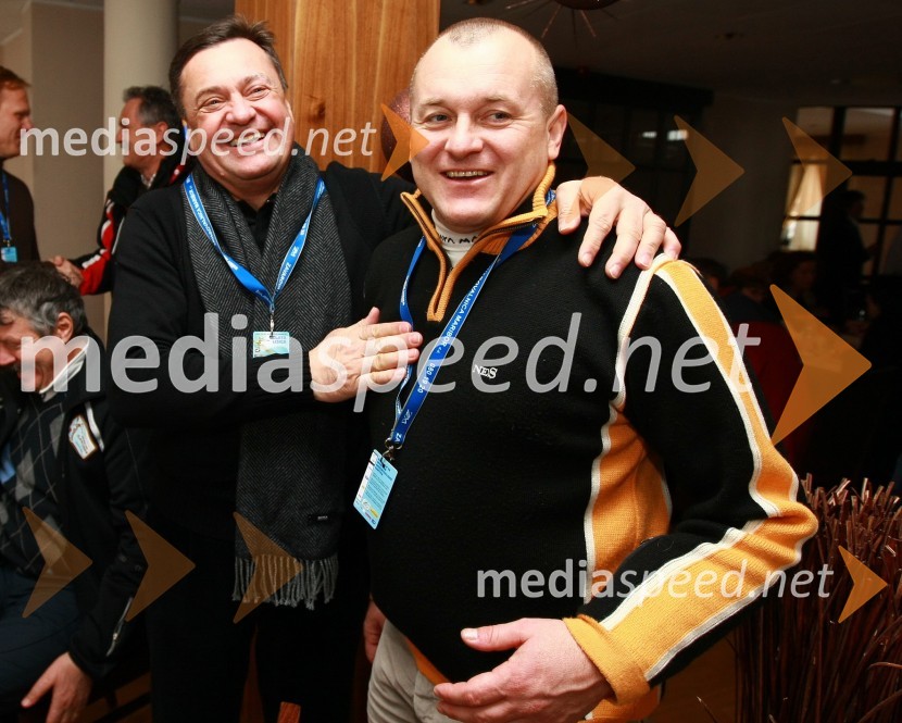 Zoran Janković, župan Ljubljane in Franc Kangler, župan Maribora46. Zlata lisica, druženje na Snežnem stadionu in VIP šotoru