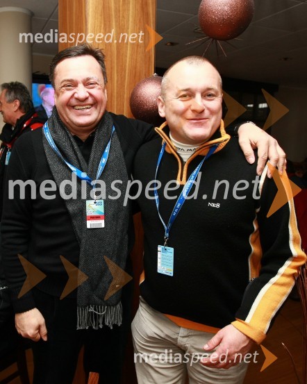 Zoran Janković, župan Ljubljane in Franc Kangler, župan Maribora46. Zlata lisica, druženje na Snežnem stadionu in VIP šotoru